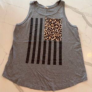 PINK Victoria's Secret Heather Gray & Cheetah Tank Top
